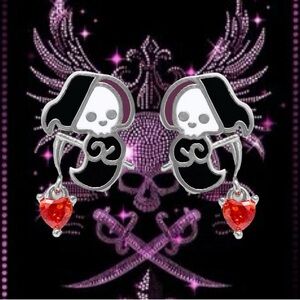 925 Sterling Silver Grim Reaper Halloween Theme Earrings Goth Punk Macabre